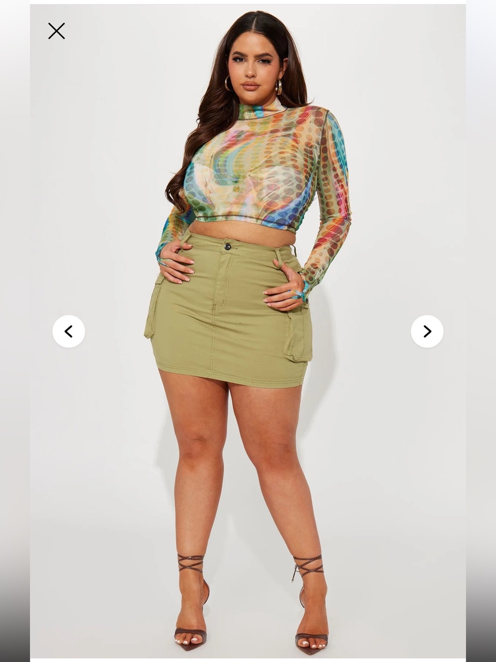 Fashion Nova Plus High-Rise Cargo Mini Skirt in Olive